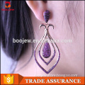 Fashion design new model elegant purple zircon sterling silver earring